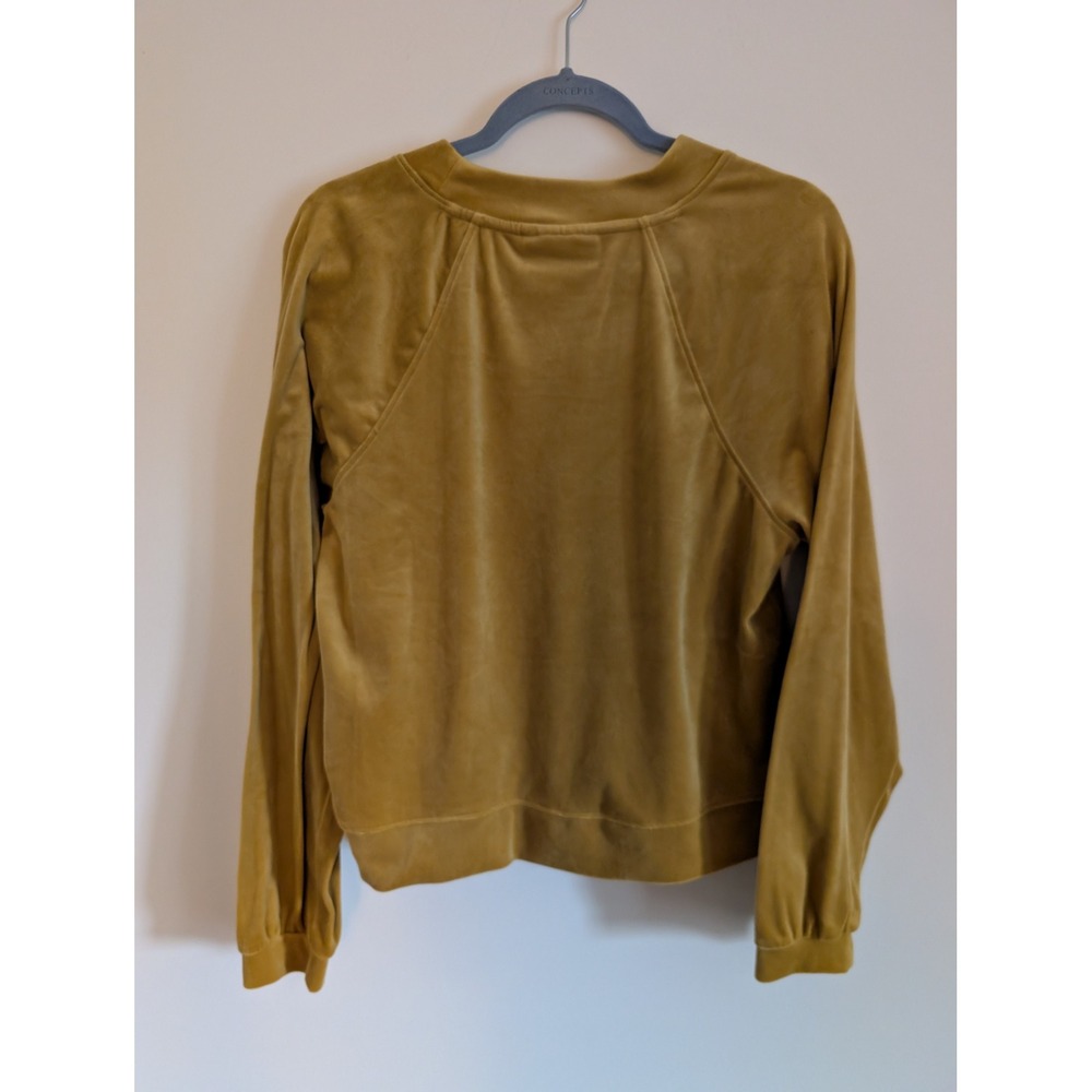 Saturday Sunday Anthropologie Mustard Yellow Velour Ruched Sweatshirt Medium - Picture 7 of 7